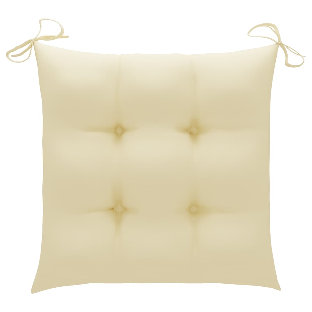 Gartenstühle 4 Stk. mit Cremeweißen Kissen Massivholz Teak