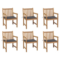 Thumbnail for Gartenstühle 6 Stk. mit Anthrazit Kissen Massivholz Teak