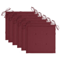 Thumbnail for Gartenstühle 6 Stk. mit Weinroten Kissen Massivholz Teak