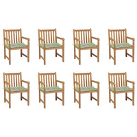 Thumbnail for Gartenstühle 8 Stk. mit Blattmuster-Kissen Massivholz Teak