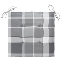 Thumbnail for Gartenstühle 8 Stk. Graue Karomuster-Kissen Massivholz Teak