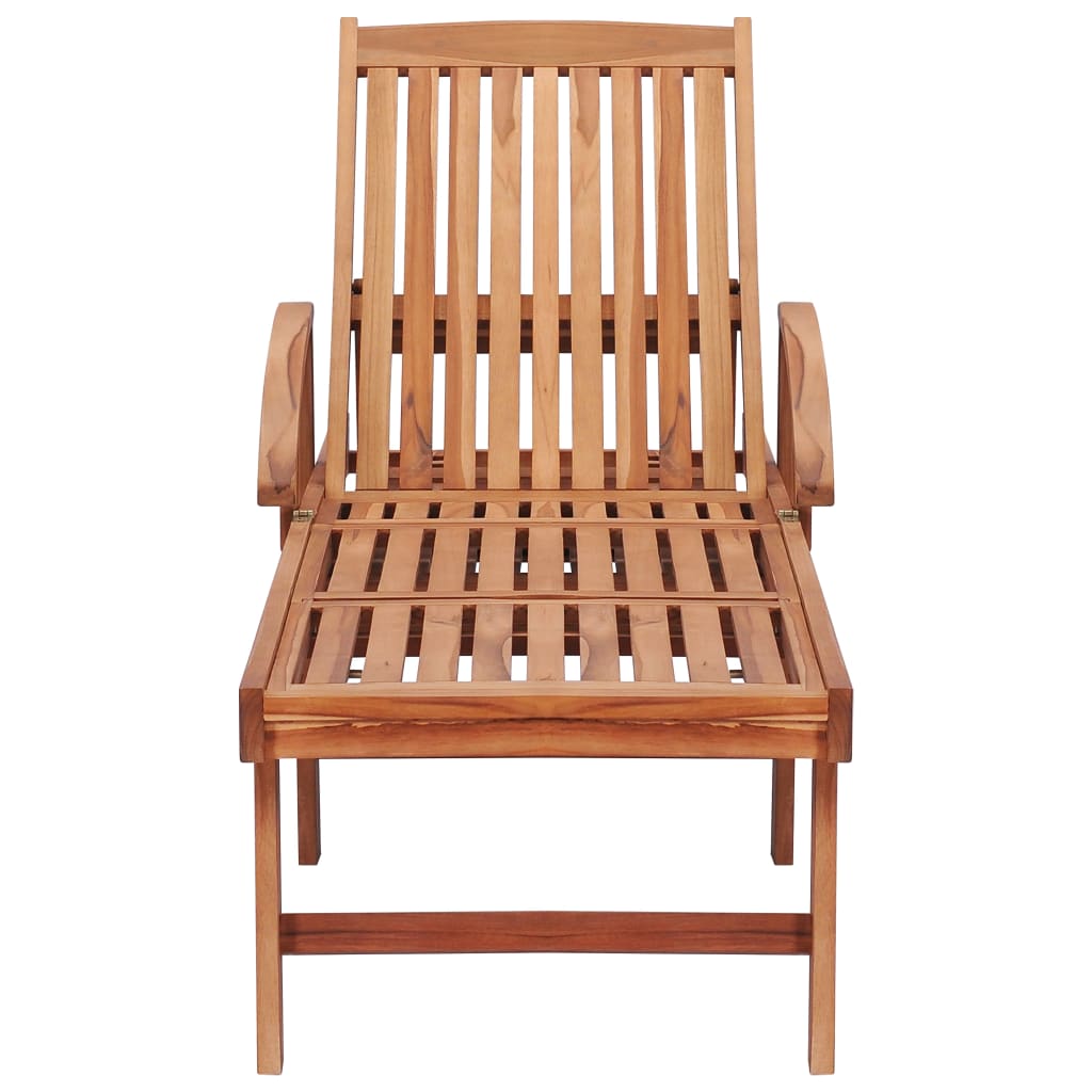 Sonnenliegen 2 Stk. mit Tisch und Auflagen Massivholz Teak