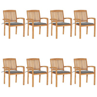 Thumbnail for Stapelbare Gartenstühle mit Kissen 8 Stk. Massivholz Teak