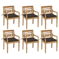 Thumbnail for Batavia-Stühle mit Kissen 6 Stk. Massivholz Teak