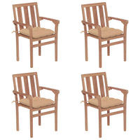 Thumbnail for Stapelbare Gartenstühle mit Kissen 4 Stk. Massivholz Teak