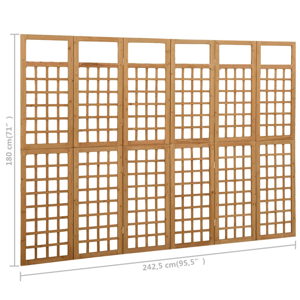 6-tlg. Paravent/Spalier Massivholz Tanne 242,5x180 cm