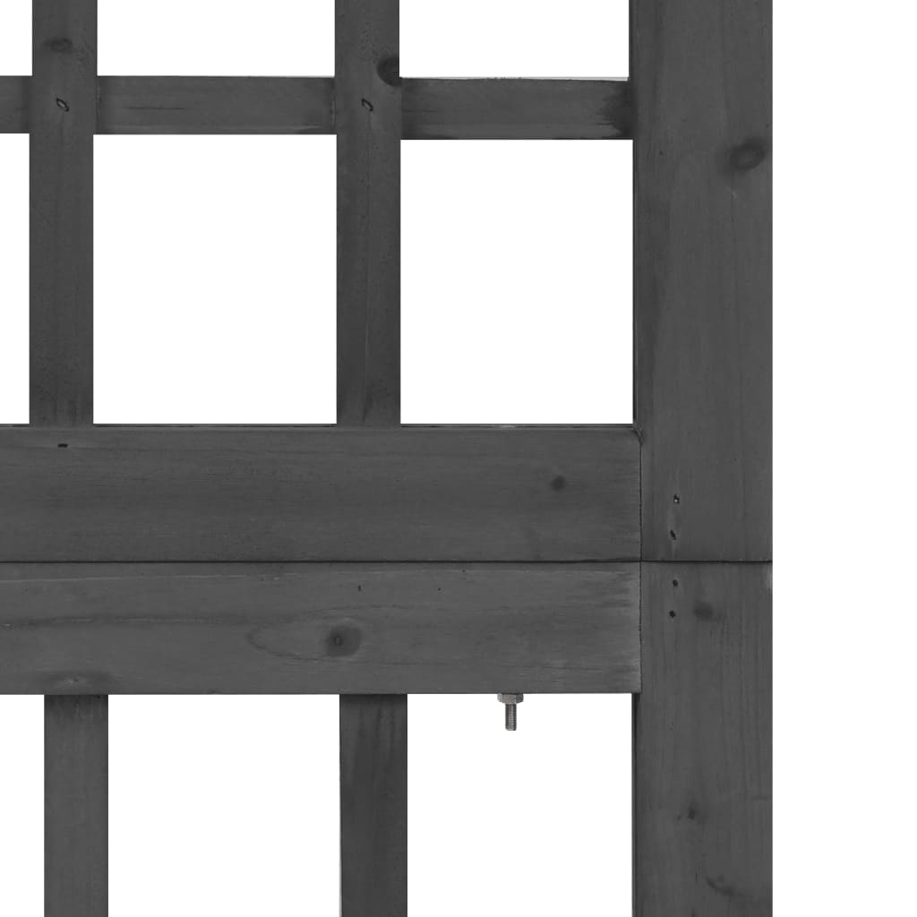 4-tlg. Paravent/Spalier Massivholz Tanne Schwarz 161x180 cm