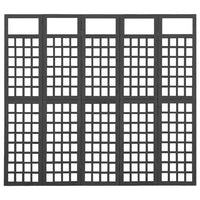 Thumbnail for 5-tlg. Paravent/Spalier Massivholz Tanne Schwarz 201,5x180 cm