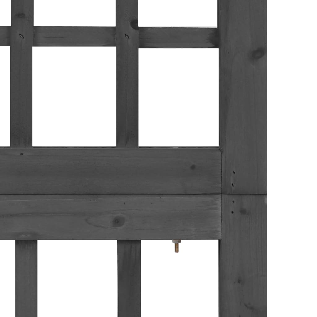 6-tlg. Paravent/Spalier Massivholz Tanne Schwarz 242,5x180 cm