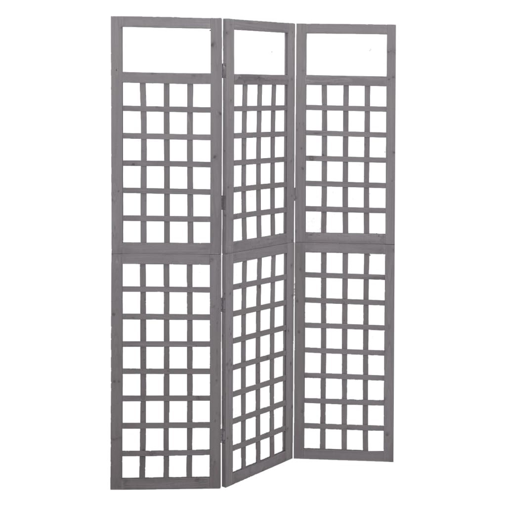 3-tlg. Paravent/Spalier Massivholz Tanne Grau 121x180 cm
