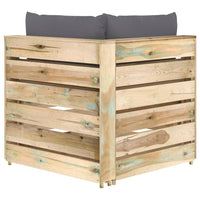 Thumbnail for Modulares Ecksofa mit Kissen Grün Imprägniertes Holz