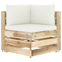 Thumbnail for Modulares Ecksofa mit Kissen Grün Imprägniertes Holz