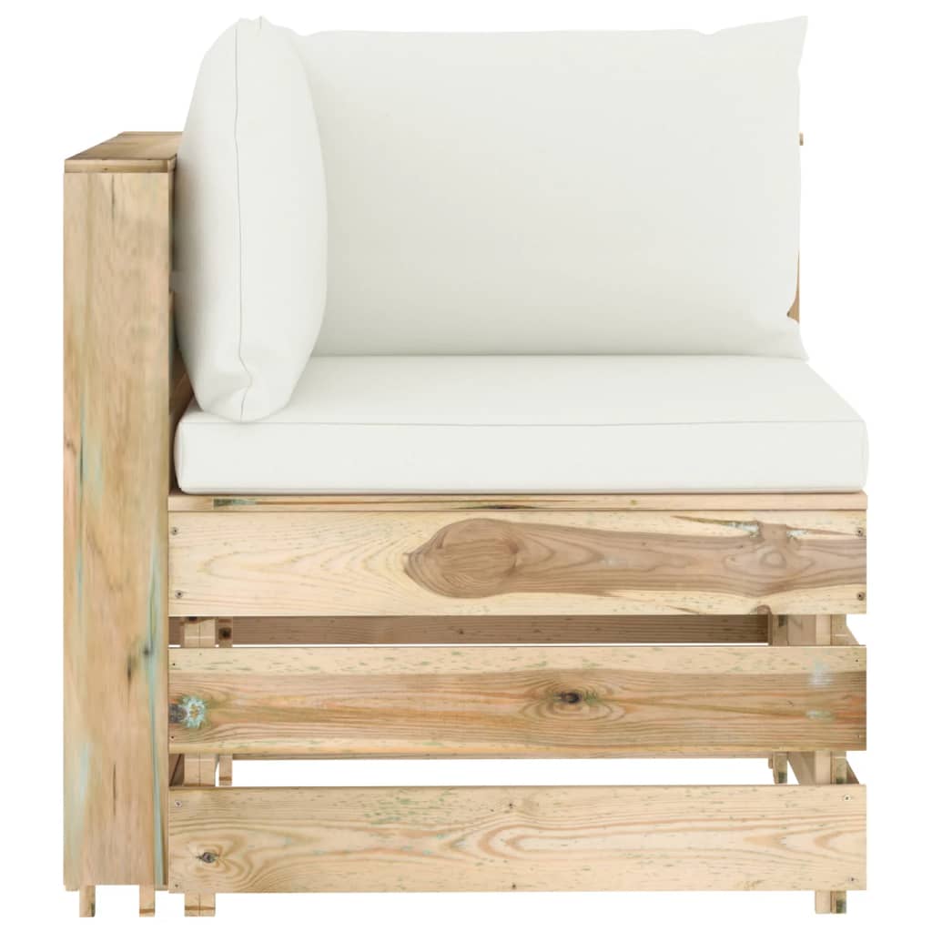 Modulares Ecksofa mit Kissen Grün Imprägniertes Holz