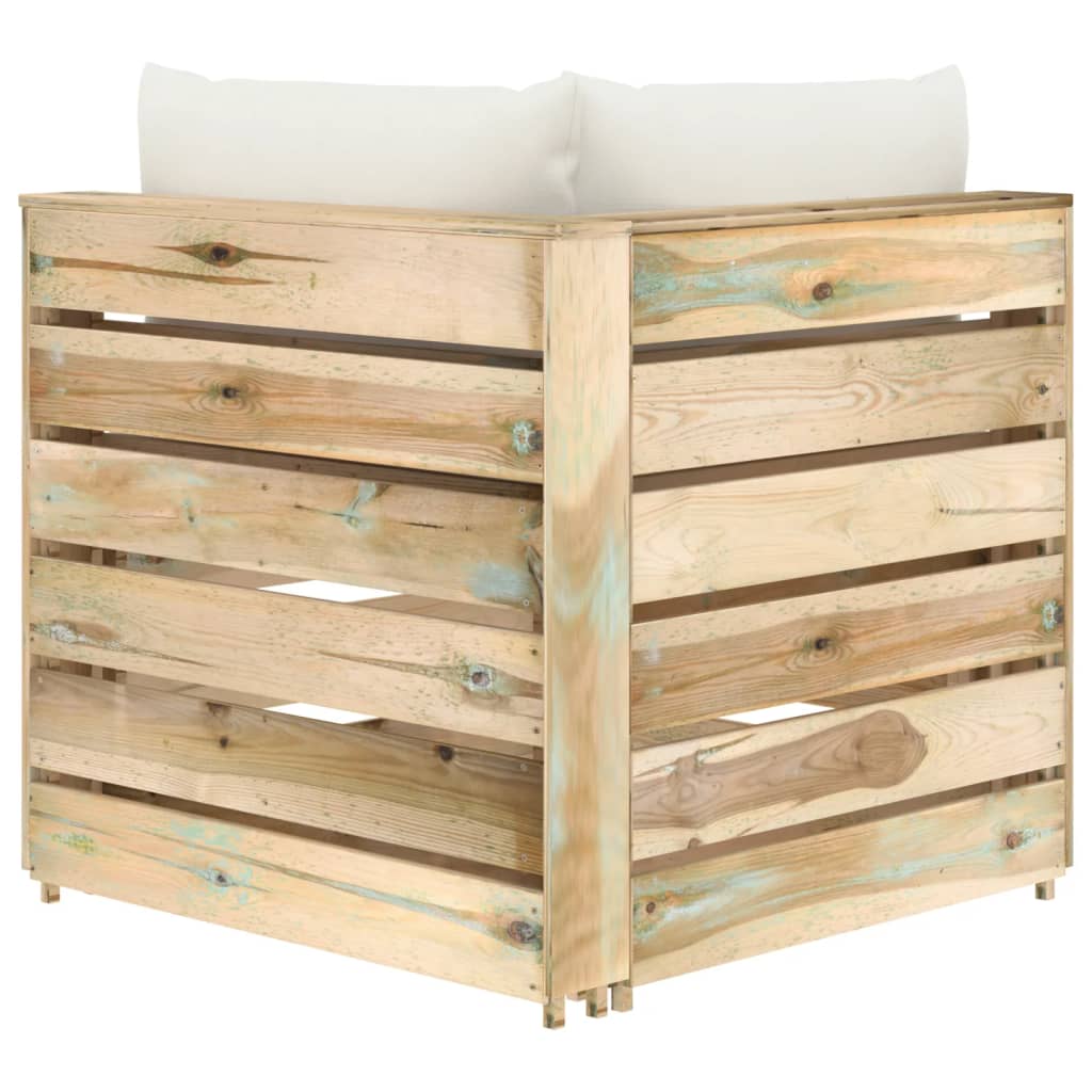 Modulares Ecksofa mit Kissen Grün Imprägniertes Holz