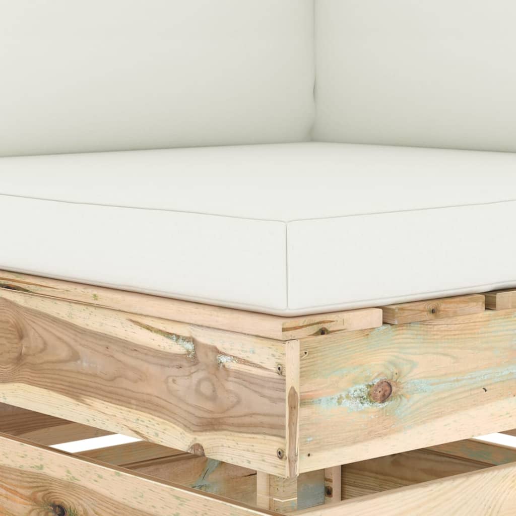 Modulares Ecksofa mit Kissen Grün Imprägniertes Holz