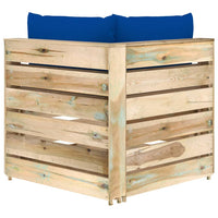 Thumbnail for Modulares Ecksofa mit Kissen Grün Imprägniertes Holz