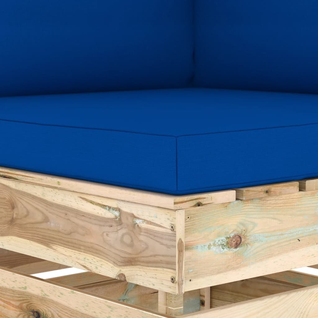 Modulares Ecksofa mit Kissen Grün Imprägniertes Holz