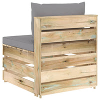 Thumbnail for Modulares Mittelsofa mit Kissen Grün Imprägniertes Holz