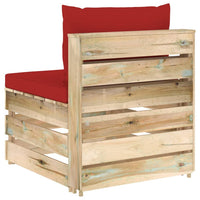 Thumbnail for Modulares Mittelsofa mit Kissen Grün Imprägniertes Holz