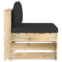 Thumbnail for Modulares Mittelsofa mit Kissen Grün Imprägniertes Holz