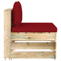 Thumbnail for Modulares Mittelsofa mit Kissen Grün Imprägniertes Holz
