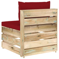 Thumbnail for Modulares Mittelsofa mit Kissen Grün Imprägniertes Holz