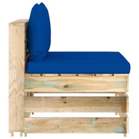 Thumbnail for Modulares Mittelsofa mit Kissen Grün Imprägniertes Holz