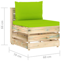 Thumbnail for Modulares Mittelsofa mit Kissen Grün Imprägniertes Holz