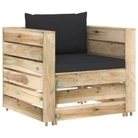 Thumbnail for 2-tlg. Garten-Lounge-Set mit Kissen Grün Imprägniertes Holz