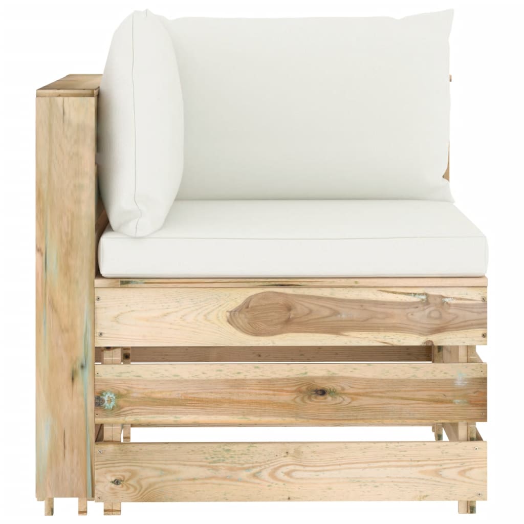 2-Sitzer-Gartensofa mit Kissen Grün Imprägniertes Holz