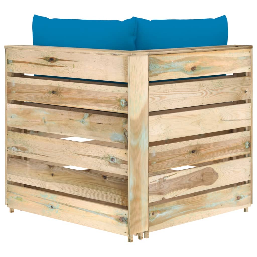 2-Sitzer-Gartensofa mit Kissen Grün Imprägniertes Holz