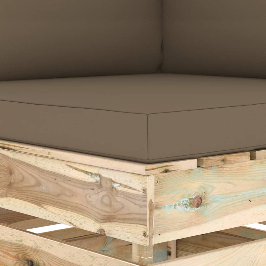 2-Sitzer-Gartensofa mit Kissen Grün Imprägniertes Holz