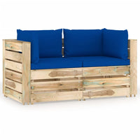 Thumbnail for 2-Sitzer-Gartensofa mit Kissen Grün Imprägniertes Holz