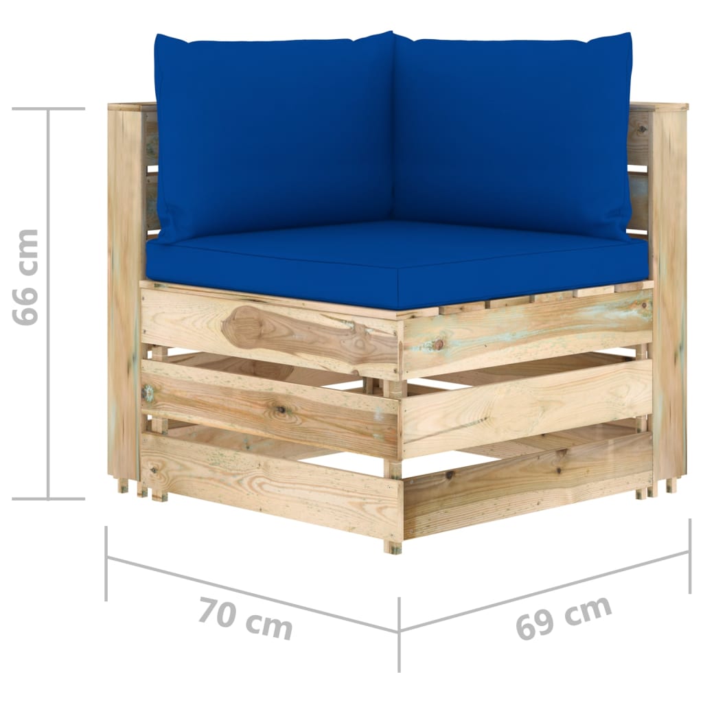 2-Sitzer-Gartensofa mit Kissen Grün Imprägniertes Holz