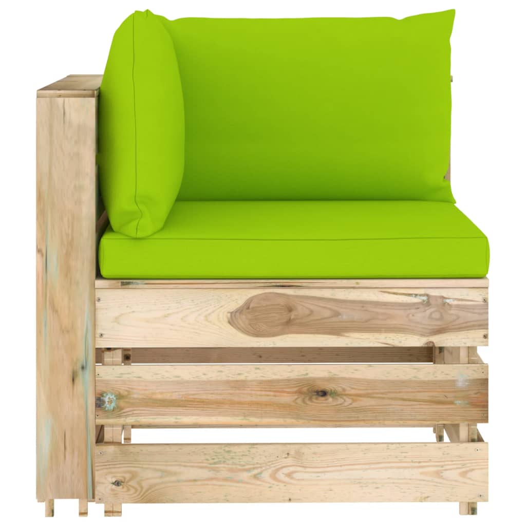 2-Sitzer-Gartensofa mit Kissen Grün Imprägniertes Holz