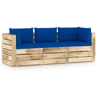 Thumbnail for 3-Sitzer-Gartensofa mit Kissen Grün Imprägniertes Holz