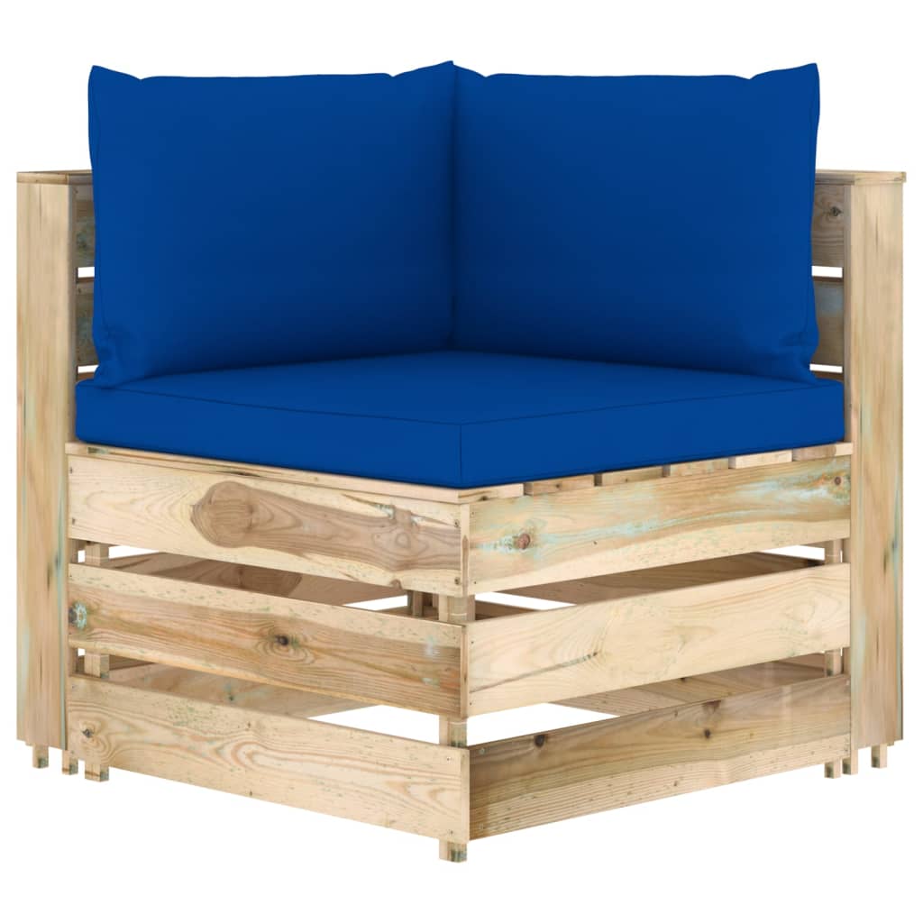 3-Sitzer-Gartensofa mit Kissen Grün Imprägniertes Holz