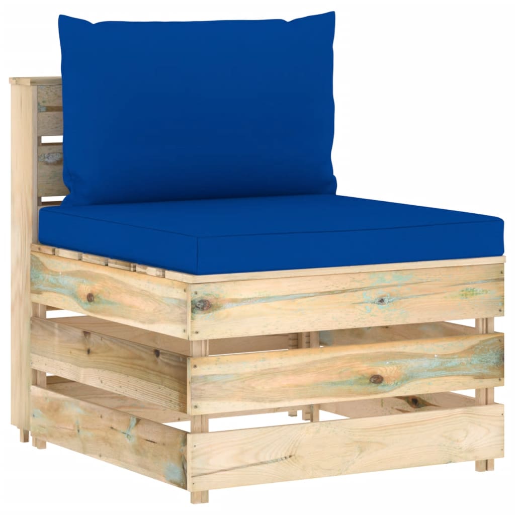 3-Sitzer-Gartensofa mit Kissen Grün Imprägniertes Holz