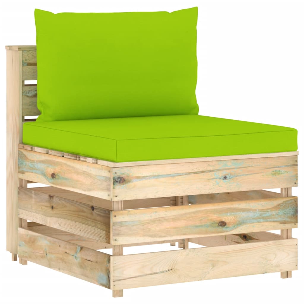 3-Sitzer-Gartensofa mit Kissen Grün Imprägniertes Holz