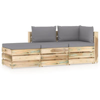 Thumbnail for 3-tlg. Garten-Lounge-Set mit Kissen Grün Imprägniertes Holz