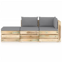 Thumbnail for 3-tlg. Garten-Lounge-Set mit Kissen Grün Imprägniertes Holz