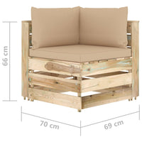 Thumbnail for 3-tlg. Garten-Lounge-Set mit Kissen Grün Imprägniertes Holz