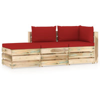Thumbnail for 3-tlg. Garten-Lounge-Set mit Kissen Grün Imprägniertes Holz