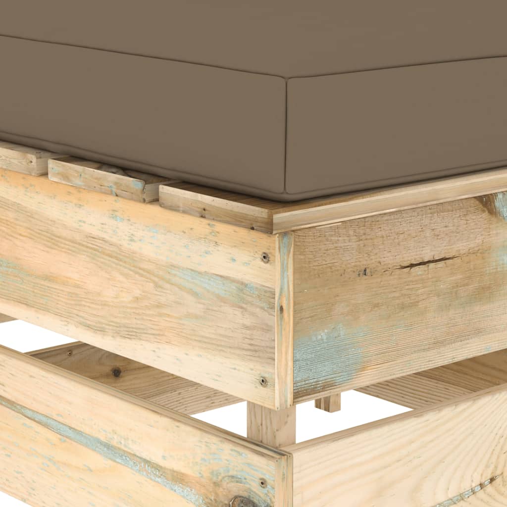3-tlg. Garten-Lounge-Set mit Kissen Grün Imprägniertes Holz