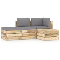 Thumbnail for 4-tlg. Garten-Lounge-Set mit Kissen Grün Imprägniertes Holz