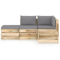 Thumbnail for 4-tlg. Garten-Lounge-Set mit Kissen Grün Imprägniertes Holz