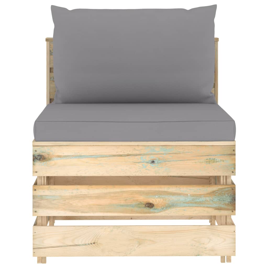 4-tlg. Garten-Lounge-Set mit Kissen Grün Imprägniertes Holz