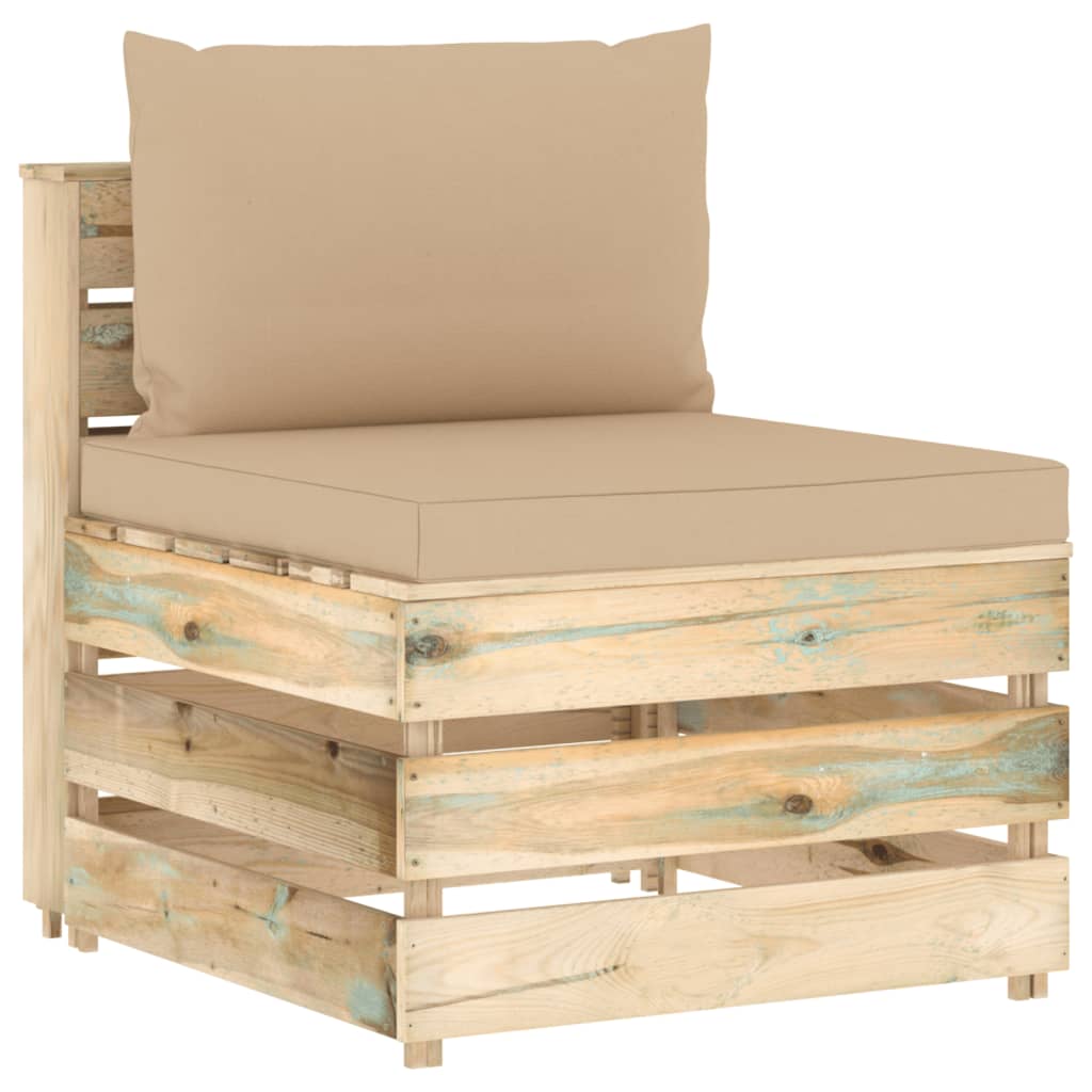 4-tlg. Garten-Lounge-Set mit Kissen Grün Imprägniertes Holz