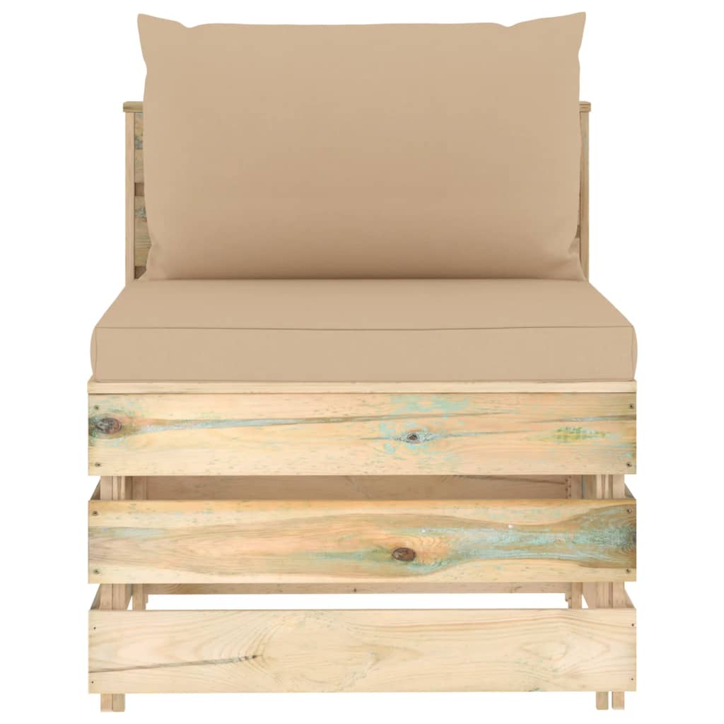 4-tlg. Garten-Lounge-Set mit Kissen Grün Imprägniertes Holz