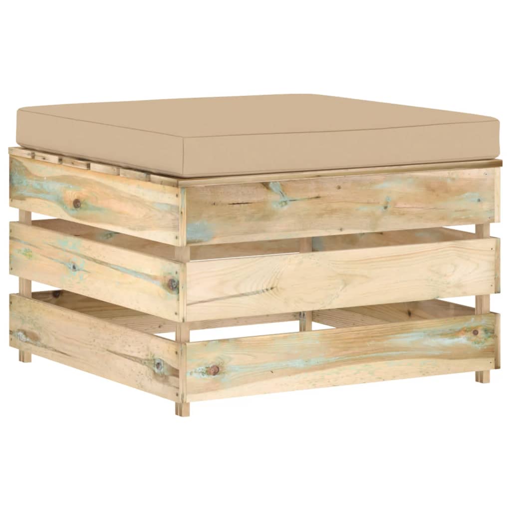 4-tlg. Garten-Lounge-Set mit Kissen Grün Imprägniertes Holz